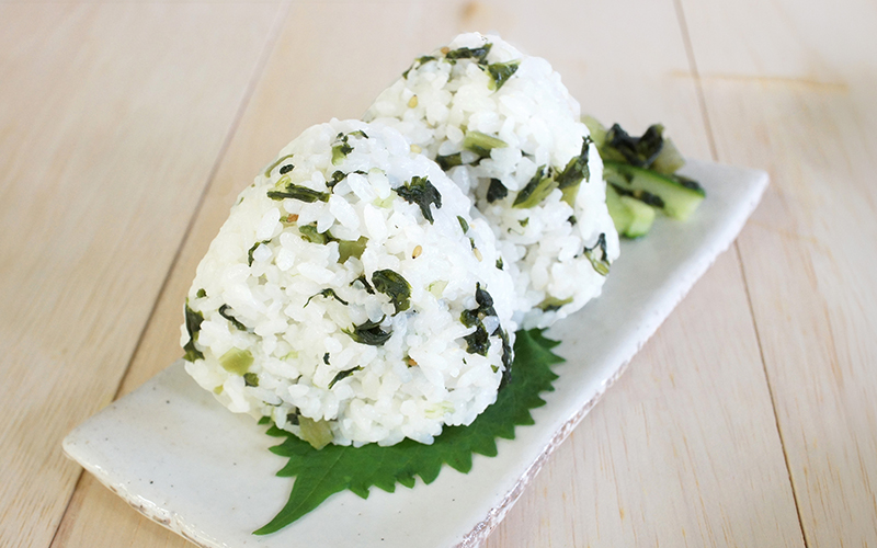シャキシャキ野沢菜むすび