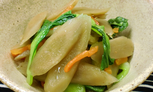 堂本便＜金平ごぼうと青梗菜の含め煮風＞