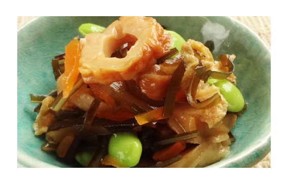 堂本便＜枝豆入りちくわと昆布の煮物＞