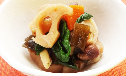 堂本便＜根菜とほうれん草の煮物＞