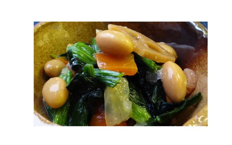 堂本便＜大豆とほうれん草の五目煮＞